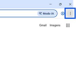 Captura de tela mostrando os três pontinhos no canto superior direito do Google Chrome